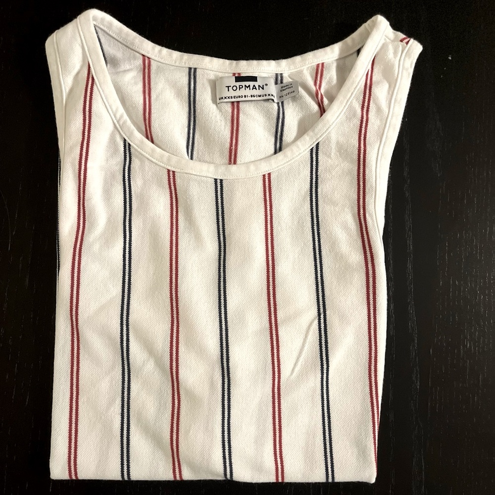 Topman Striped White Tank Top